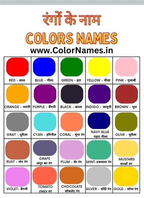 bagani colour in english|Colours in English .
